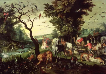 Die Tiere betreten die Arche Noahs